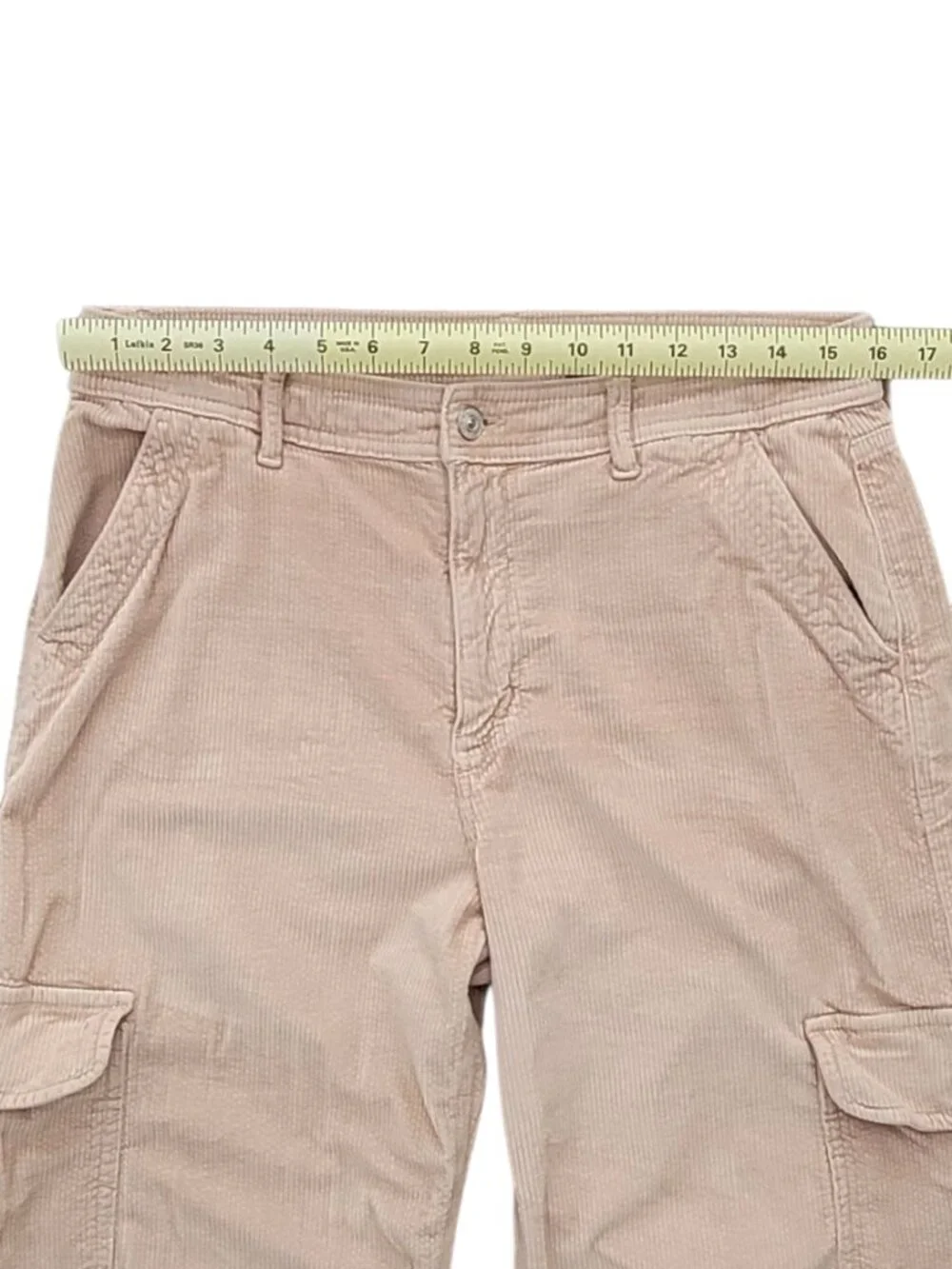 American Eagle High Rise Baggie Wide Leg Corduroy Cargo Pants Dreamy Drape Taupe - Picture 6 of 12